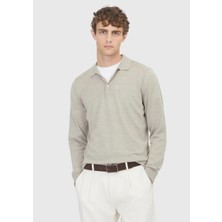 Taş Polo Yaka Düz Örgü Yün Karışımlı Triko Kazak