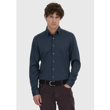 Antrasit Düz Casual Fit Dokuma Casual Ipek Karışımlı Gömlek