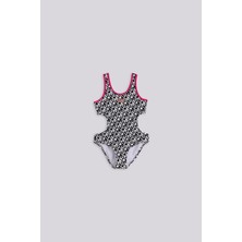 Tyess Bg Store Kız Çocuk Desenli Mayokini Siyah Beyaz Kalp Desenli Rahat Model