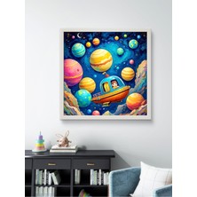 Uxay Gemisi Çocuk Odası LED Tablo – 60X60 cm | Sıva Üstü Montajlı, Tak-Çalıştır Sistem, Arapuarlı
