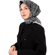 Su Yeşil Zebra Leopar Desen Twill Ipek Eşarp