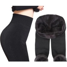 Jilly Jo Kadın Termal Peluş Tayt Siyah Sıcak Tutan Yumuşak Kumaş 95% Polyester