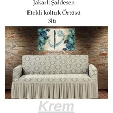 Şal Desen Jakarlı Koltuk, Kanepe, Çekyat Örtüsü, Likralı, Etekli, Koltuk Kılıfı 3lü Tek Adet