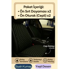 Volvo XC90 2002-2014 - 4 Parça Uyumlu Kumaş Oto Koltuk Minderi Ergonomik Kapitone 2'li Siyah Yeşil