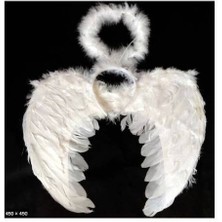 Gentilbay Beyaz Tüylü Bebek Melek Kanadı ve Tacı 30x45 cm