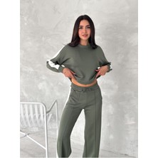 Geni̇ş  Şeri̇tli̇  Yumuşak Doku Modal Kumaş Eşofman Takim