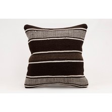 El Yapımı Kilimden Yapılmış Vintage Kırlent Kılıfı, Yün, 40X40 cm