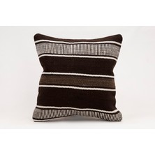El Yapımı Kilimden Yapılmış Vintage Kırlent Kılıfı, Yün, 40X40 cm