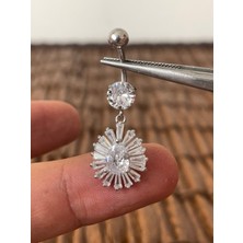 Aida Jewelss 316 L Cerrahi Çelik Parlak Zirkon Taşlı Baget Göbek Piercingi