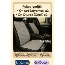 Peugeot 107 2005 ve Sonrası Uyumlu Kumaş Oto Koltuk Minderi Ergonomik Kapitone 2'li Gri