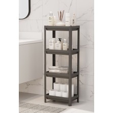 Mithra Life 4 Katlı Hazneli Plastik Siyah Banyo Mutfak Balkon Düzenleyici Rafı MIT1192