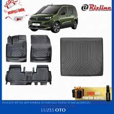Peugeot Rifter 3D Havuzlu Paspas (3 Adet Tekli Arka Koltuk) ve Bagaj Havuzu Bagaj Demirsiz 2021 Model Uyumlu