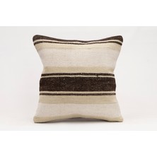 El Yapımı Kilimden Yapılmış Vintage Kırlent Kılıfı, Yün, 40X40 cm