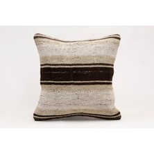 El Yapımı Kilimden Yapılmış Vintage Kırlent Kılıfı, Yün, 40X40 cm