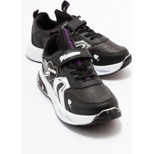 Kalpli Çocuk Spor Ayakkabı 22-25 Siyah Gümüş