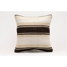 El Yapımı Kilimden Yapılmış Vintage Kırlent Kılıfı, Yün, 40X40 cm