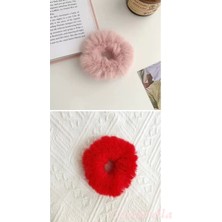 2'li Yumuşak Tüylü Renkli Peluş Simit Lastik Toka - Peluş Scrunchie Lastikli Saç Tokası Renk-2