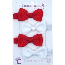 4'lü Tamamen Astarlı Fiyonk Model Yumuşak Bebek Saç Tokası - Renkli Çocuk Pens Klips Toka Renk-3