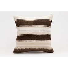 El Yapımı Kilimden Yapılmış Vintage Kırlent Kılıfı, Yün, 40X40 cm