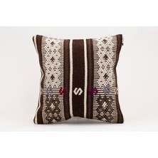 El Yapımı Kilimden Yapılmış Vintage Kırlent Kılıfı, Yün, 40X40 cm