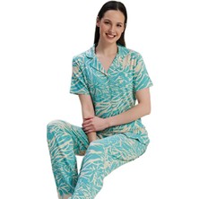 Kadın Pijama Takımı Kısa Kollu Düğmeli Viskon Mira Model S/xl