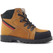 Rakerplus Hakiki Deri Sarı Bağcıklı Fermuarlı Çocuk Bot