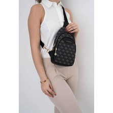 Silver & Polo Silver Polo Füme - Siyah Monogram Kadın Vücut Çantası SP959