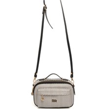 Silver & Polo Silver Polo Siyah Beyaz - Siyah Hasır Kadın Çapraz Çanta SP1186