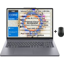 Lenovo Ip Slim 3 Intel Core I7 13620H 16GB 512GB SSD 16" Wuxga IPS Windows 11 Pro Taşınabilir Bilgisayar 83K2001WTR - Lenovo Mouse WZ28