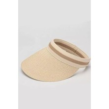 Esuso Kadın Bej Ayarlanabilir Siperlikli Hasır Vizör Şapka