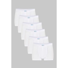 Simenti Underwear Erkek Beyaz Premium Pamuklu Modal Likralı Boxer 6’lı Set