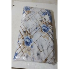 Çift Kişilik Battal Boy 1 Adet Mavi Çiçekli Krem Kaliteli Güzel Dayanıklı Şık