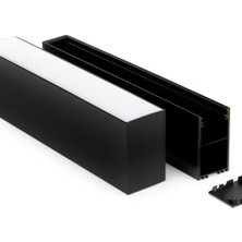 Ledarmy LED Kanal Alüminyum Profil Siyah 1 Metre 34x63mm Linear Opak Pleksi Kapak Plastik Yan Kapak Sarkıt LED Kasa 15474