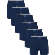Simenti Underwear Premium Erkek Indigo Pamuklu Penye Havlu Bel Boxer 6’lı Paket