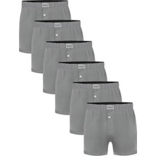 Simenti Underwear Premium Erkek Gri Pamuklu Penye Havlu Bel Boxer 6’lı Paket