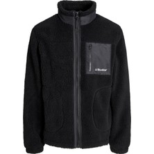 Jack & Jones Teddy Peluş Siyah Erkek Ceket 12278784 Orta Kalınlık Yüksek Dik Yaka Rahat Kullanım