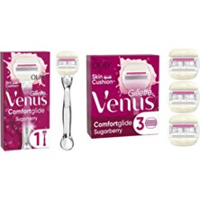 Gillette Venus Comfort Glide Sugarberry Tıraş Makinesi + 4 Adet Başlık