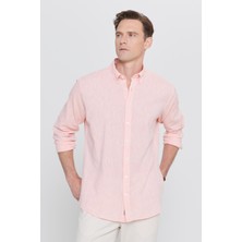 Altınyıldız Classics Comfort Fit Rahat Kesim Düğmeli Yaka Casual Keten Gömlek