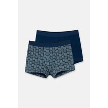 Lacivert 5210 2'li Desenli Pamuk Boxer