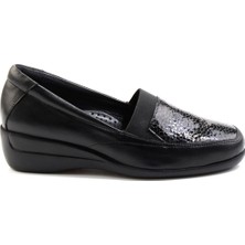 Siyah Leather Kadın Dolgu Topuklu Ayakkabı K01531254003