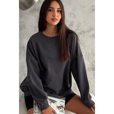 Oversize Örme Şardonlu 3 Iplik Sweatshirt