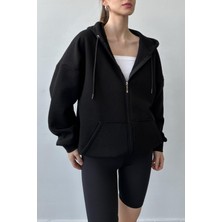 Üç Iplik Şardonlu Oversize Kapüşonlu Sweatshirt