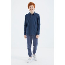 Tommy Life İndigo Polo Yaka Basic Uzun Kollu Unisex Çocuk  T-Shirt - 11170