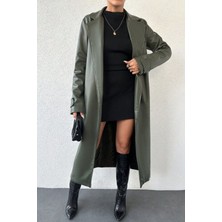 Sportiness Kadın Steel Grace Trençkot Ceket Yaka Regular Fit Suni Deri Yeşil Renk