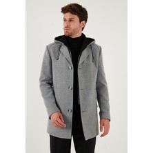 Buratti Çıkarılabilir Kapüşonlu Kırçıllı Slim Fit Kaşe Kaban Erkek Kaban 5841013