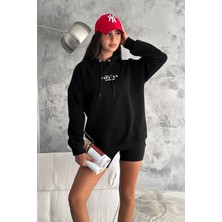 Yanı Fermuar Detaylı Forever Baskılı Sweatshirt