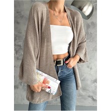 Kadın Yarasa Kol Pirinç Örgü Baharlık Hırka