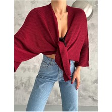 Kadın Yarasa Kol Pirinç Örgü Baharlık Hırka