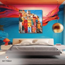 Renklerin Kasabası Kanvas Tablo Modern Duvar Tablosu Ev Dekoru Ev Hediyesi