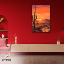 Gün Batımında Kaktüsler Kanvas Tablo Modern Duvar Tablosu Ev Dekoru Ev Hediyesi
